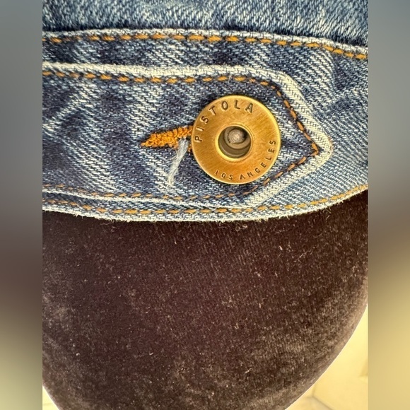 Pistola Size S Denim Jean Jacket Button Down Cotton Pockets Distressed Cropped - Picture 6 of 12